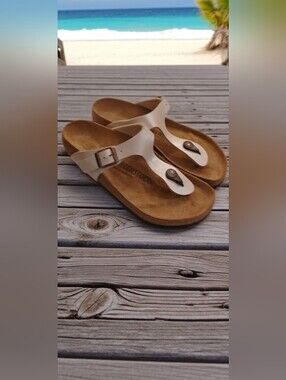 BRAND NEW Birkenstock Gizeh Soft Cork Footbed Thong Champagne Color  EU Size 36